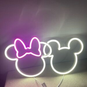Set of 2 YELLOWPOP Mickey and Minnie Mouse LED Neon Signs
